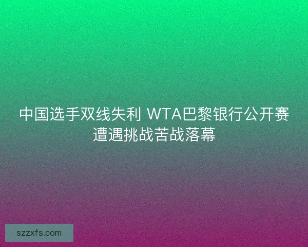 中国选手双线失利 WTA巴黎银行公开赛遭遇挑战苦战落幕