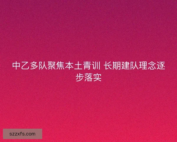 中乙多队聚焦本土青训 长期建队理念逐步落实