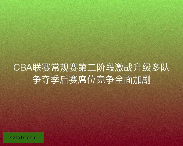 CBA联赛常规赛第二阶段激战升级多队争夺季后赛席位竞争全面加剧 CBA联赛常规赛第二阶段激战升级多队争夺季后赛席位竞争全面加剧